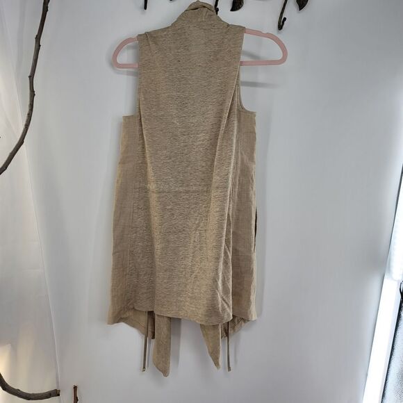 Lafayette 148 tan waterfall front linen vest - Picture 2 of 9